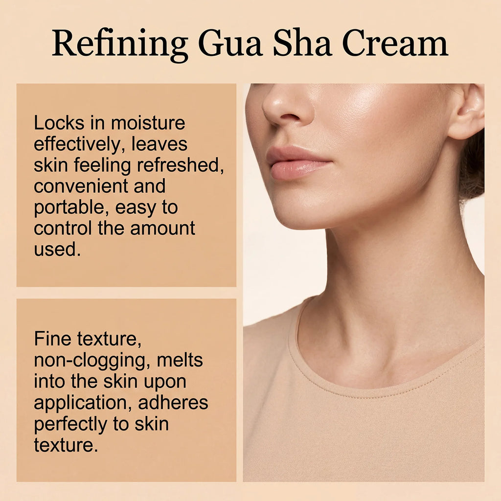 Vellure gua sha cream applied to neck and jawline