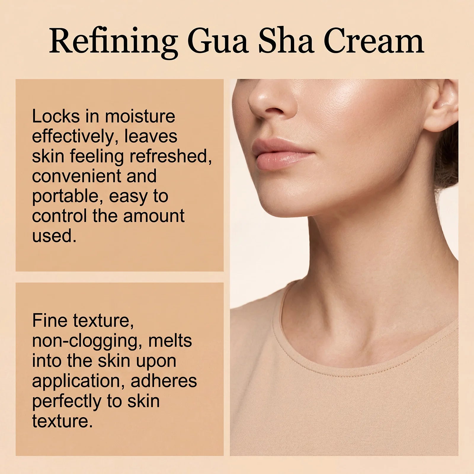 Vellure gua sha cream applied to neck and jawline
